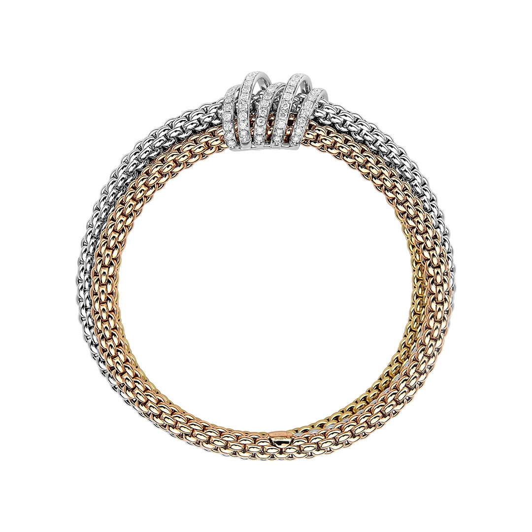Fope MiaLuce 18ct Gold Bracelet with diamond pave'