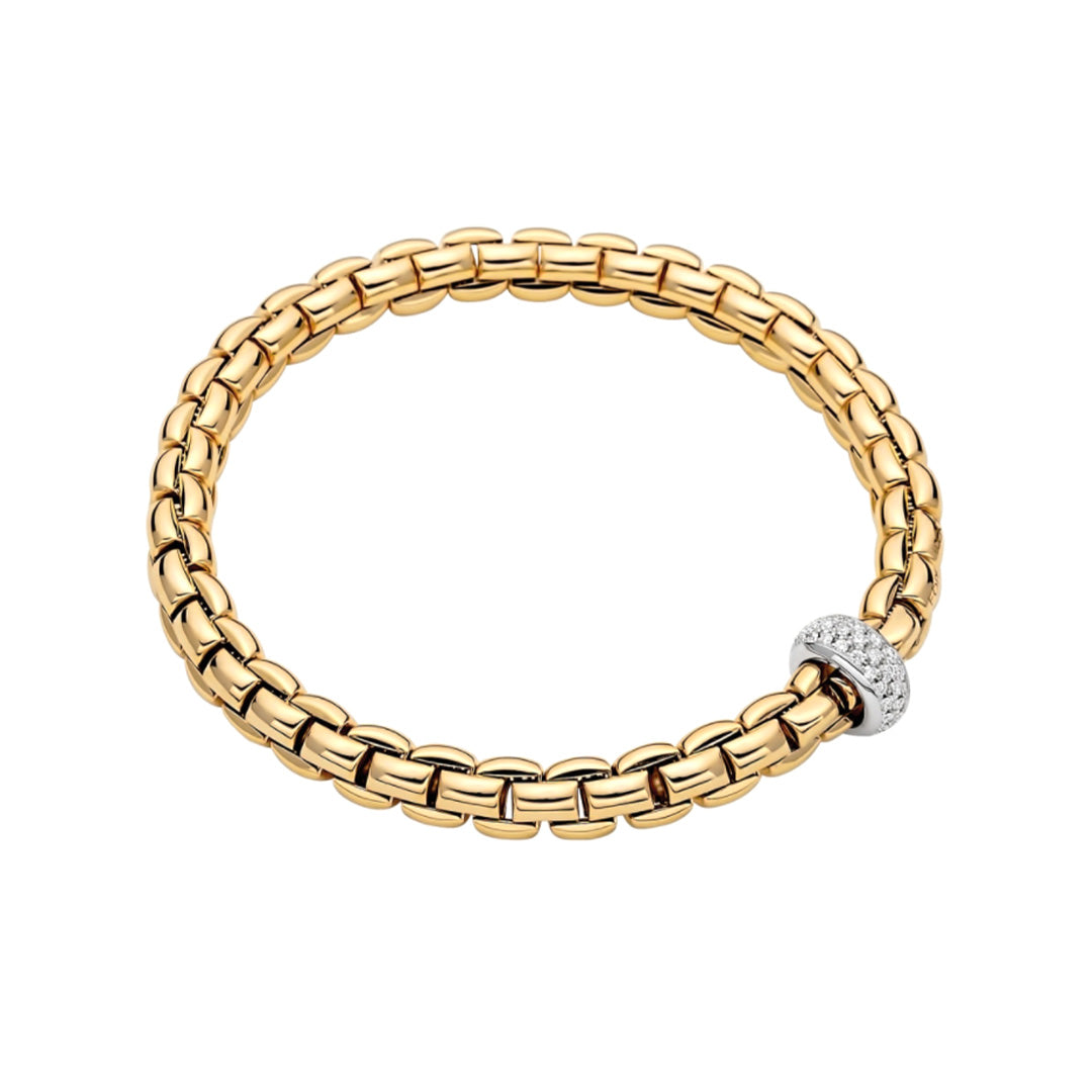 Fope Eka 18ct Yellow Gold 0.19ct Diamond Pave' Bracelet
