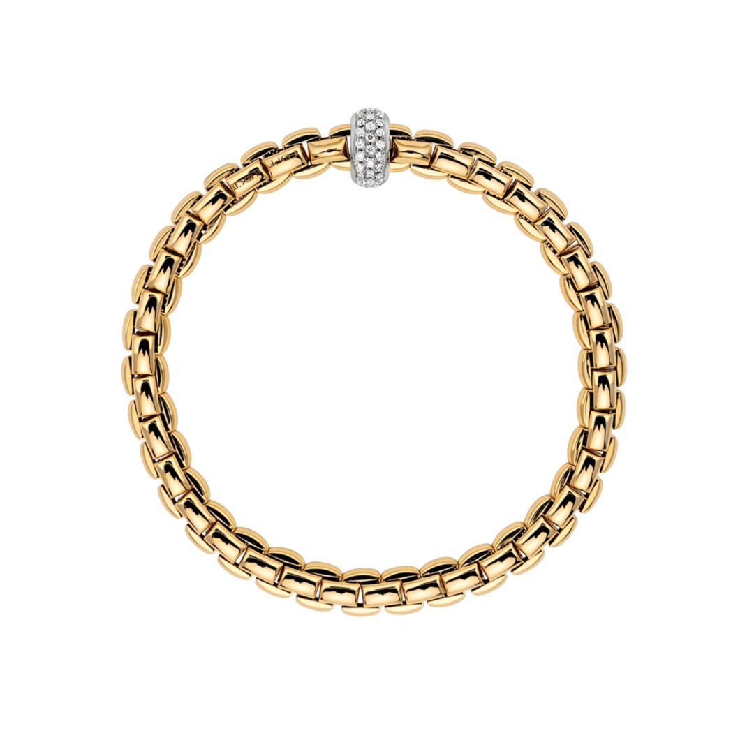 Fope Eka 18ct Yellow Gold 0.19ct Diamond Pave' Bracelet