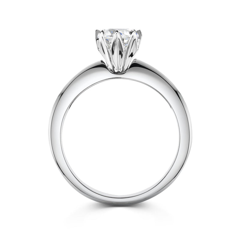 petal silver colour diamond engagement ring