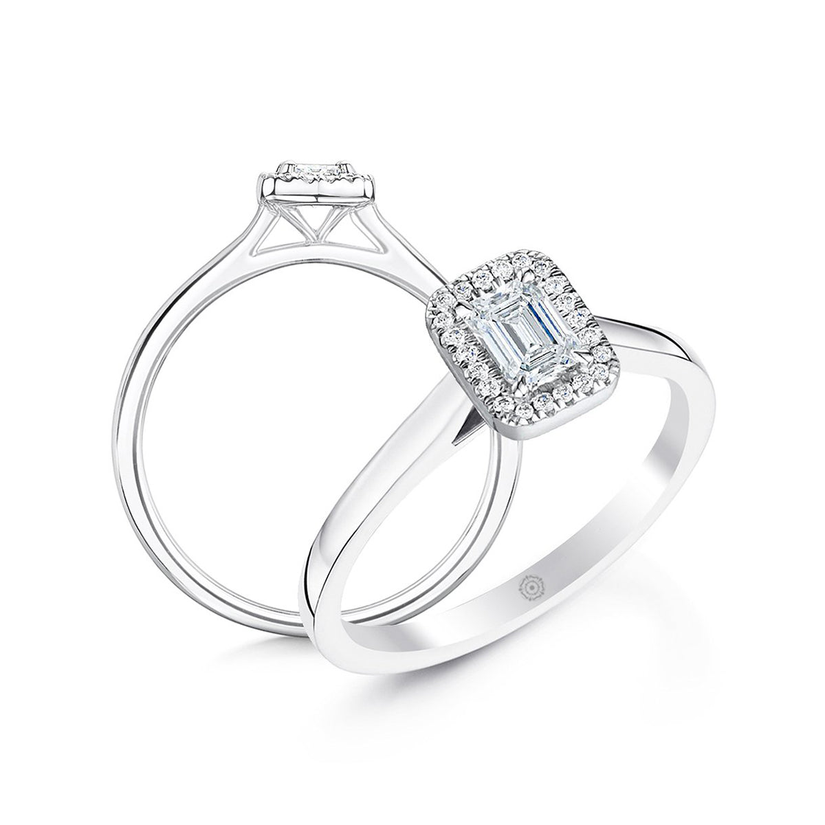 Emerald Cut Halo Engagement Ring