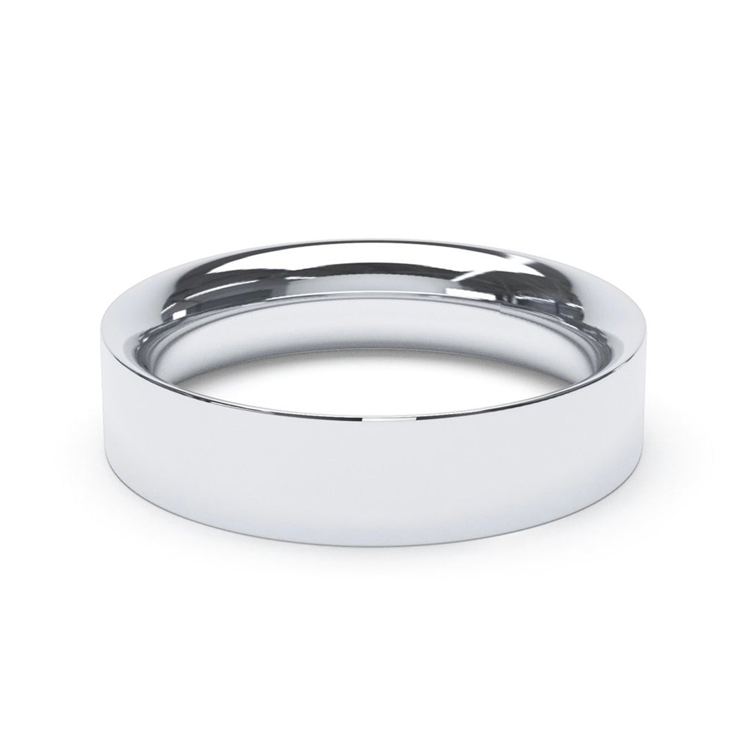 5.0mm Platinum Flat Court Wedding Band