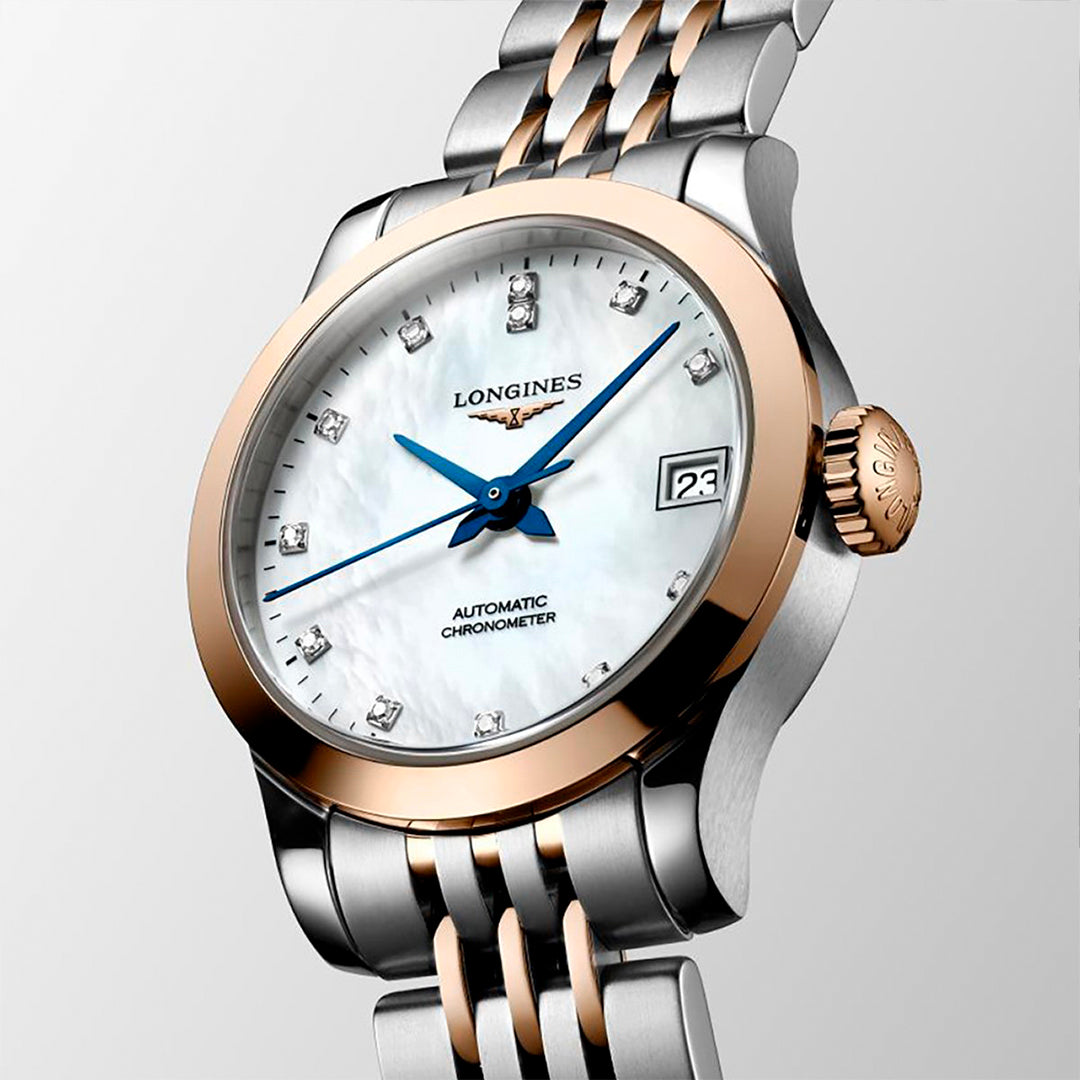 Longines Record Mother of Pearl Two Tone Automatic Ladies Watch