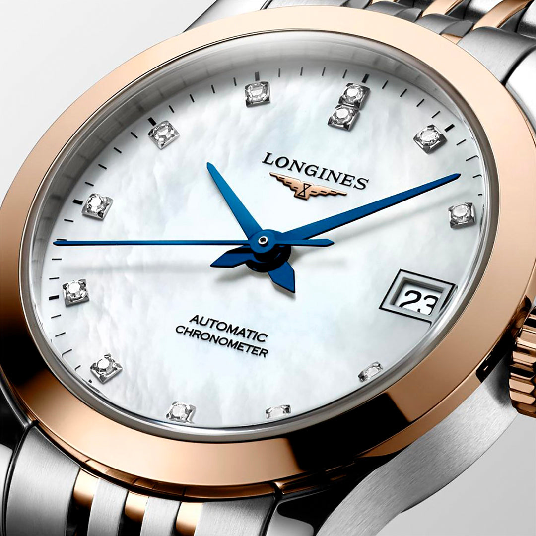 Longines Record Mother of Pearl Two Tone Automatic Ladies Watch