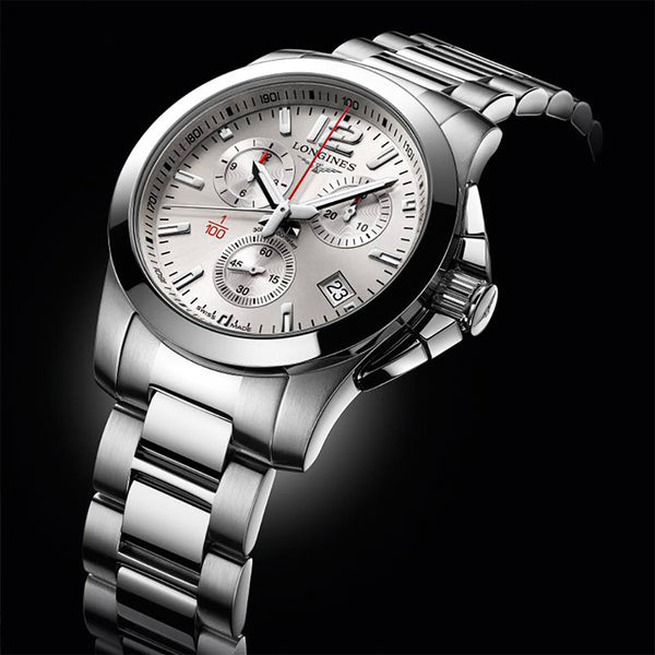 Longines Conquest Chronograph Silver Mens Watch