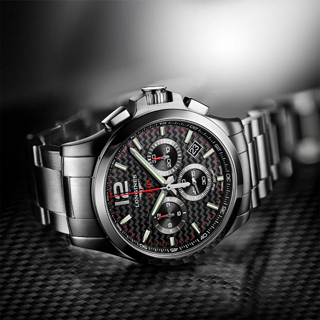 Longines Conquest V.H.P Chronograph Silver Mens Watch