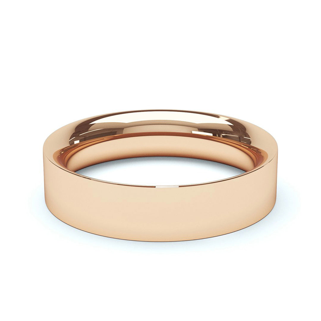 5.0mm 18ct Rose Gold Flat Court Wedding Band