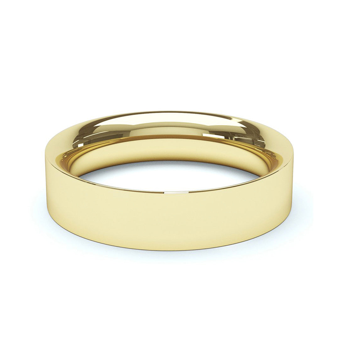 5.0mm 18ct Yellow Gold Flat Court Wedding Band