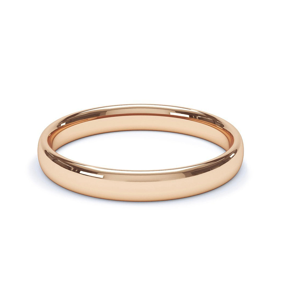 3.0mm 9ct Rose Gold Modern Court Wedding Band