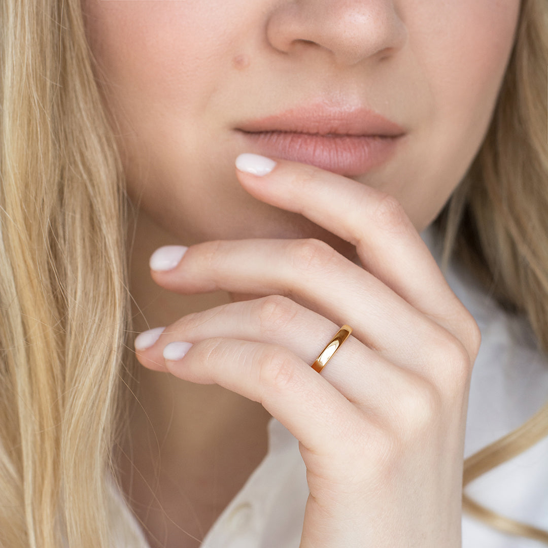 3.0mm 18ct Rose Gold Classic Court Wedding Band