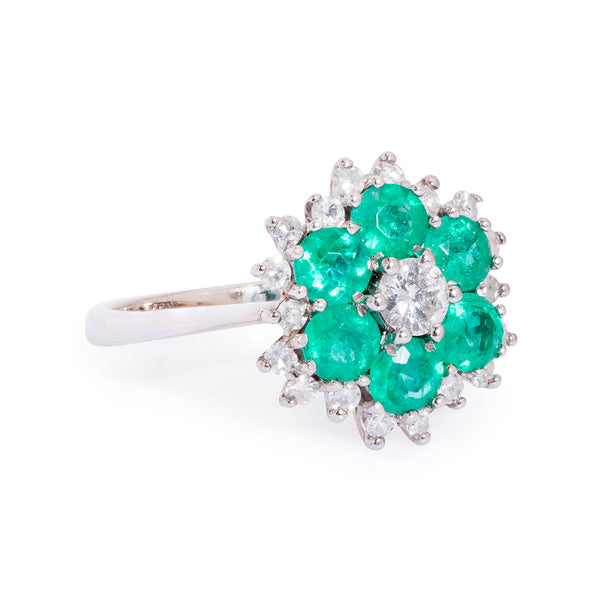 Pre-Owned 18ct Emerald and Diamond Ring