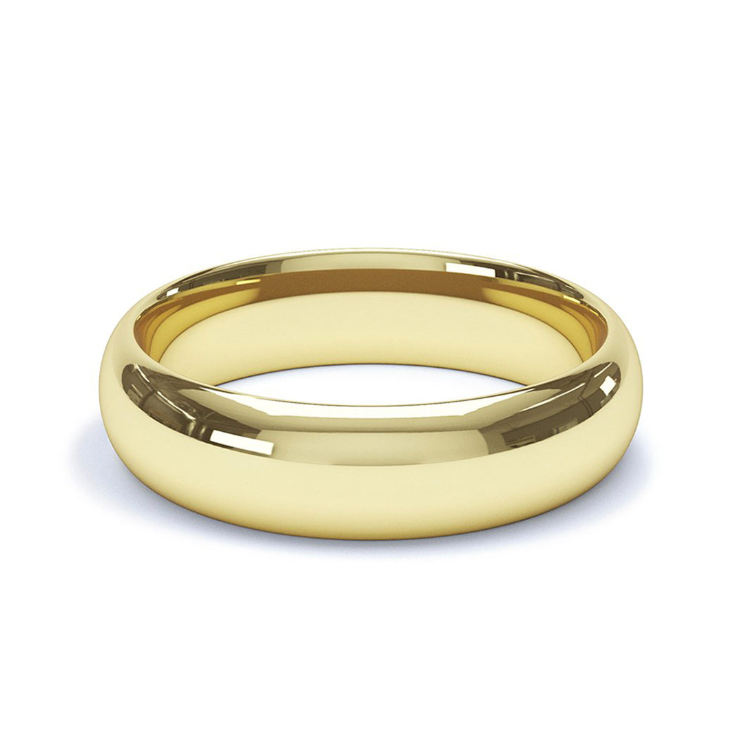 5.0mm 9ct Yellow Gold Modern Court Wedding Band