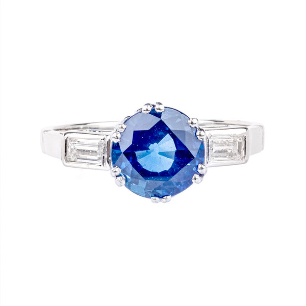 Pre-Owned Sapphire and Diamond Platinum Ring