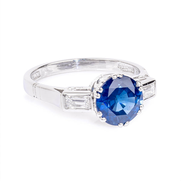 Pre-Owned Sapphire and Diamond Platinum Ring