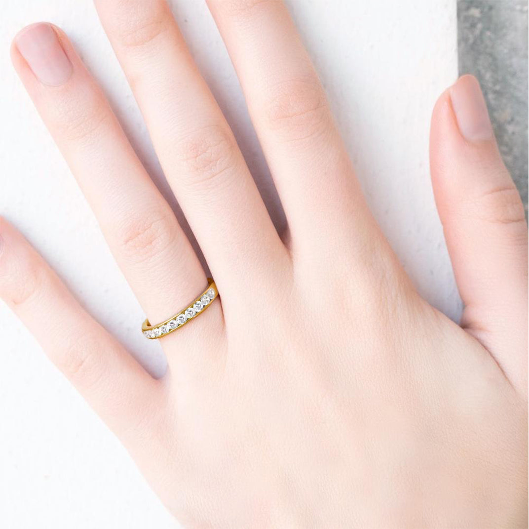 Beloved 18ct Yellow Gold 1.00ct Half Diamond Band