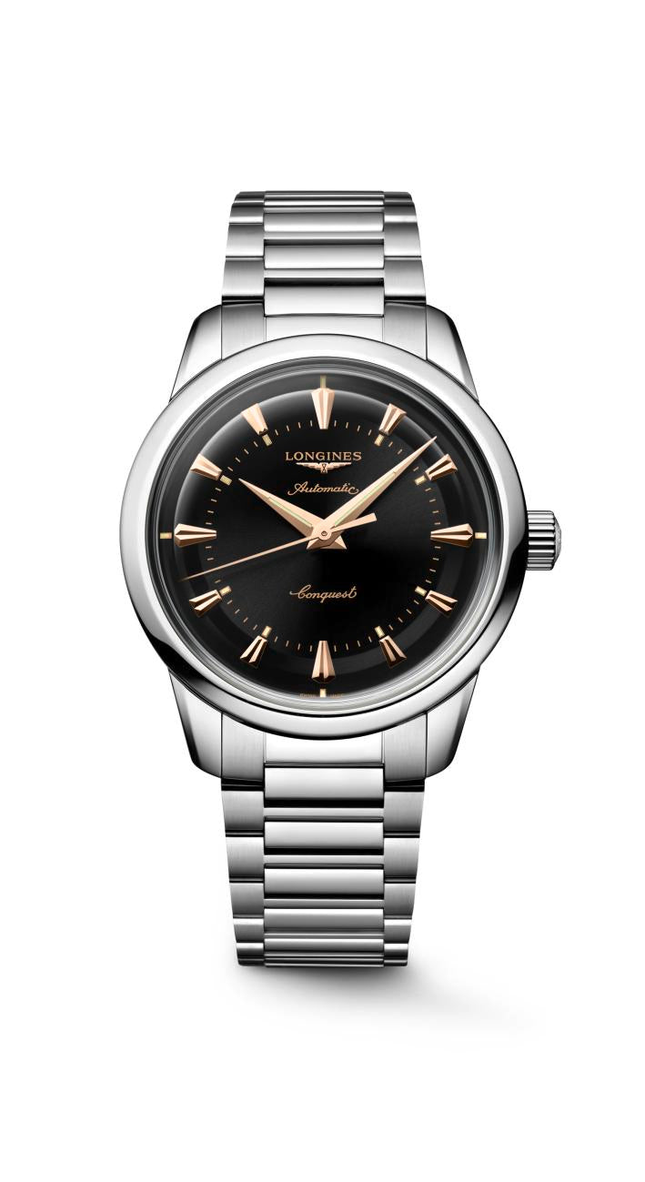 Longines Conquest Heritage Black Lacquered Polished Dial Watch