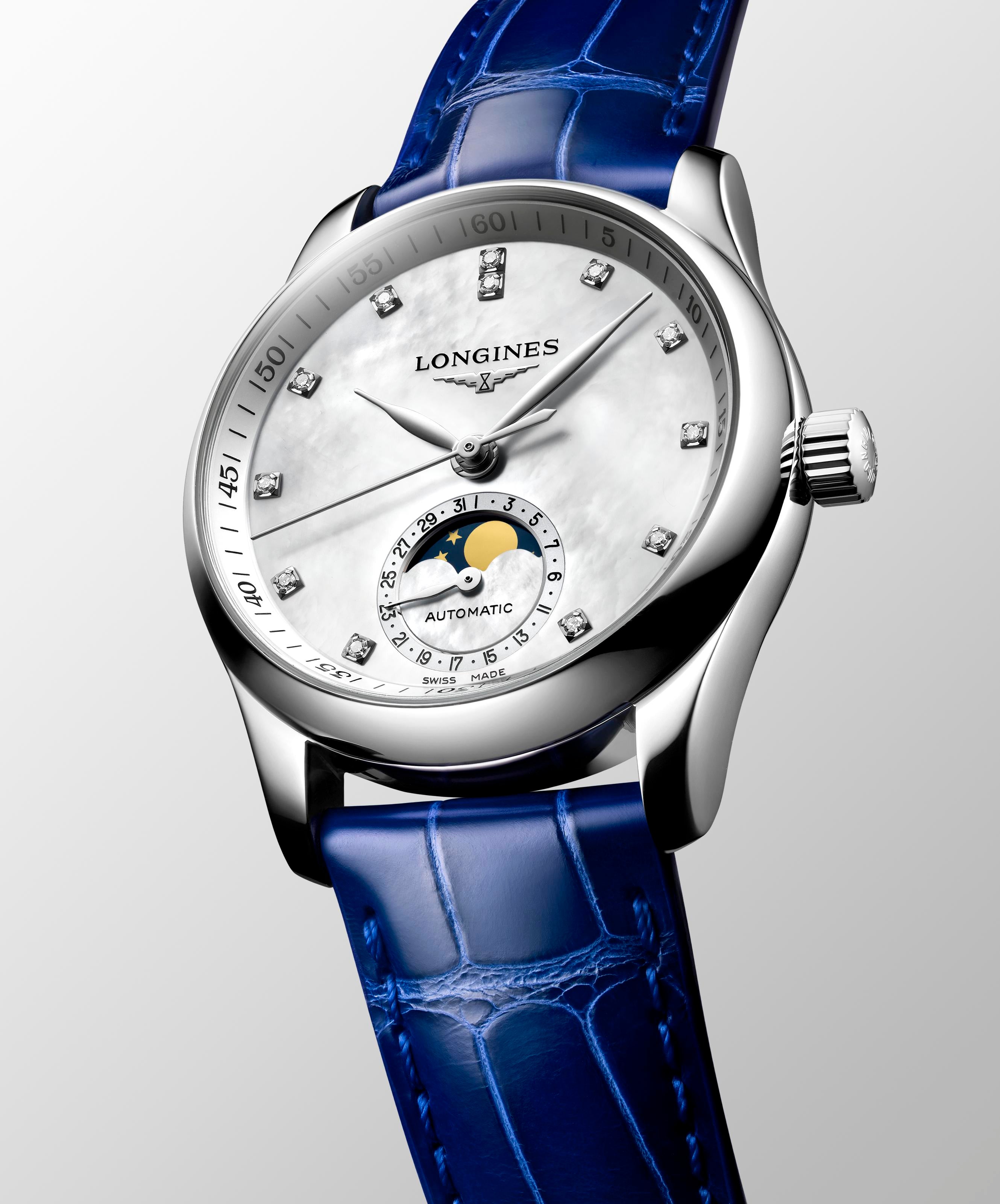 Longines Master Collection MoonPhase White Mother-of-Pearl Dial Ladies Watch