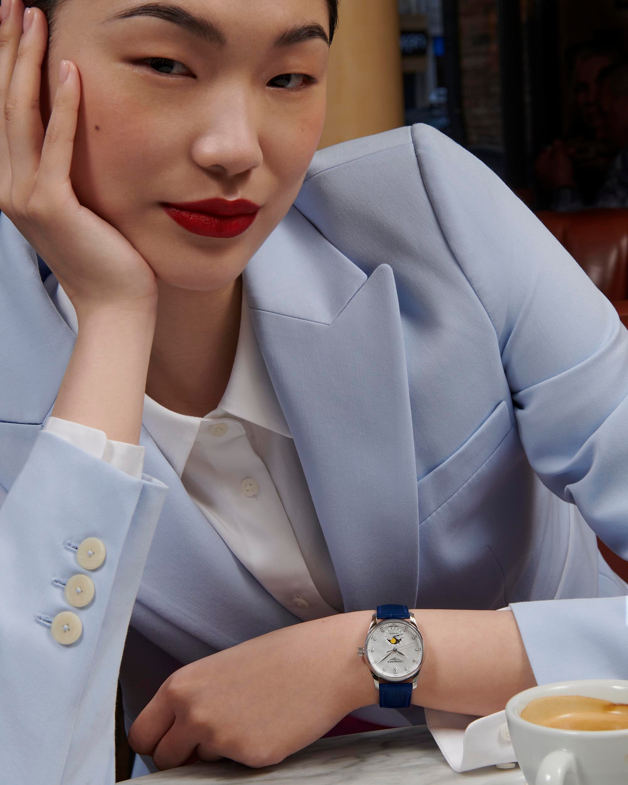 Longines Master Collection MoonPhase White Mother-of-Pearl Dial Ladies Watch