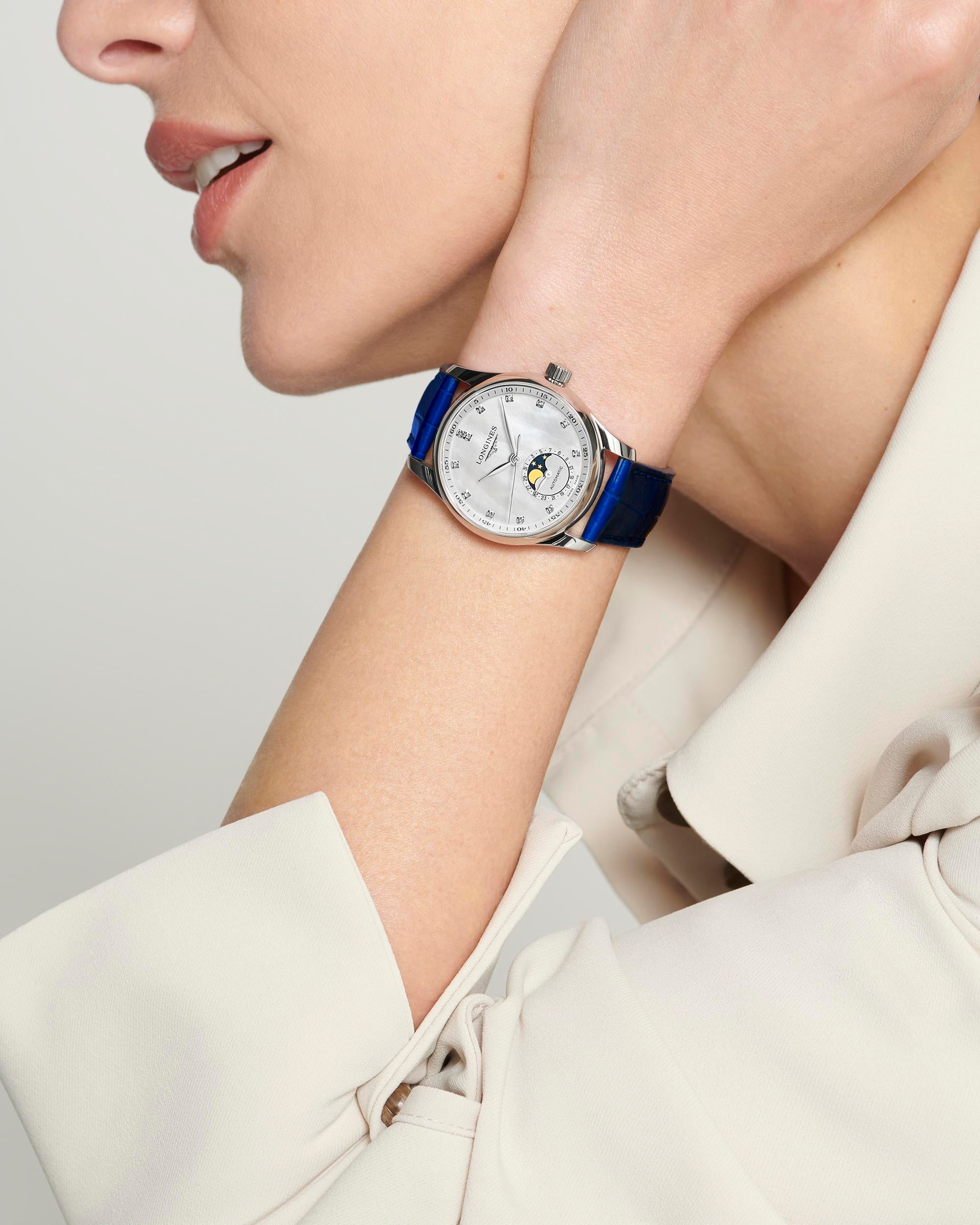 Longines Master Collection MoonPhase White Mother-of-Pearl Dial Ladies Watch