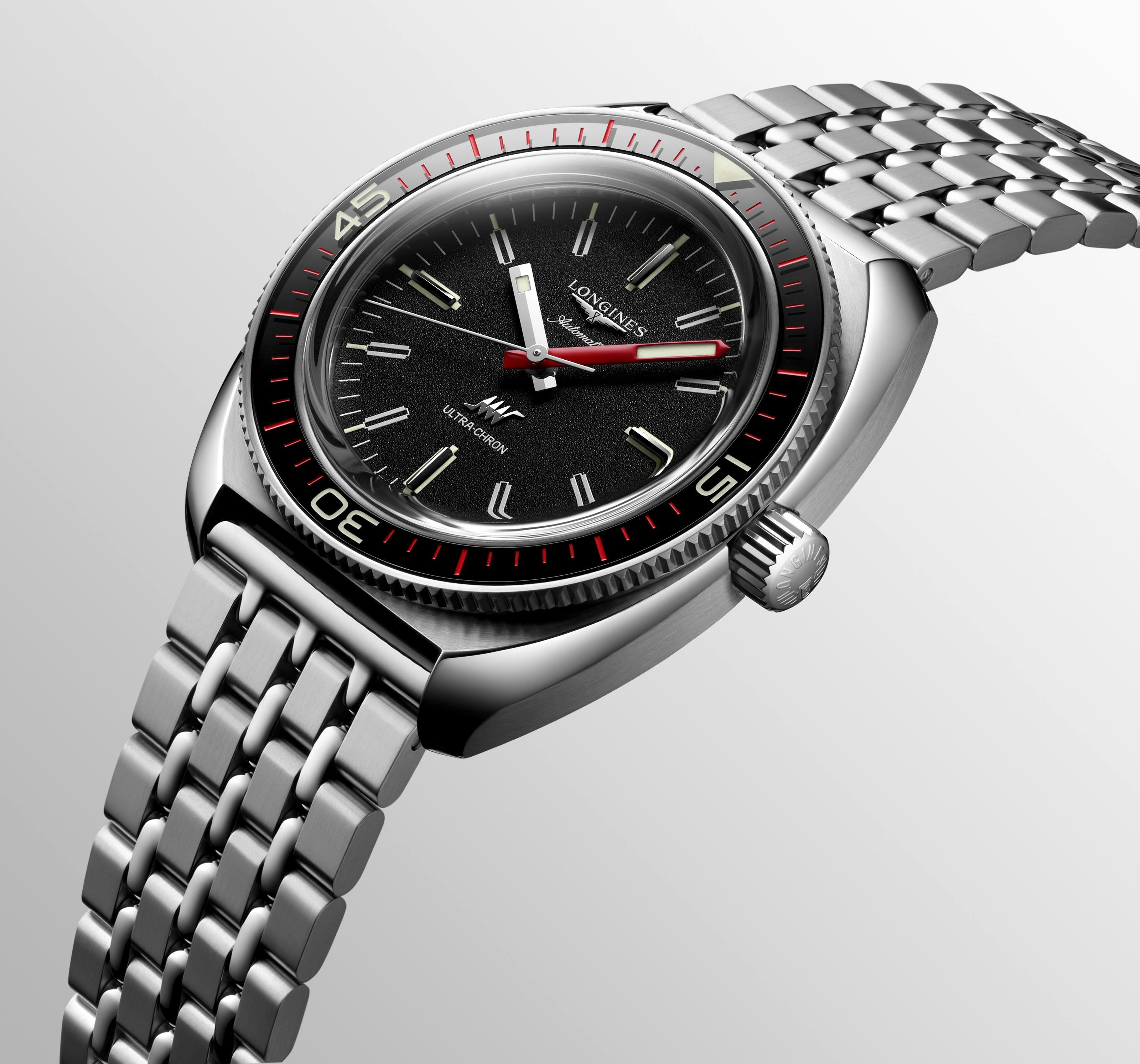 Longlines Ultra-Chron Diver Black Dial Men's Watch