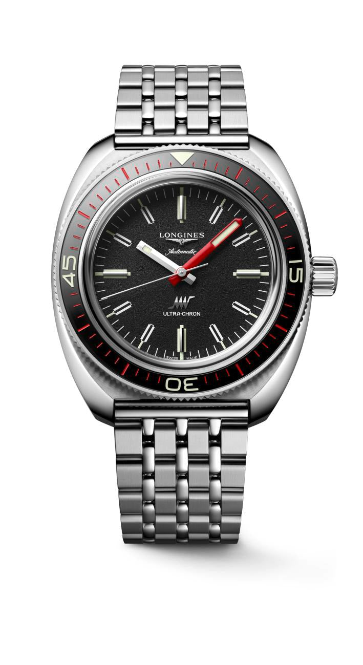 Longlines Ultra-Chron Diver Black Dial Men's Watch