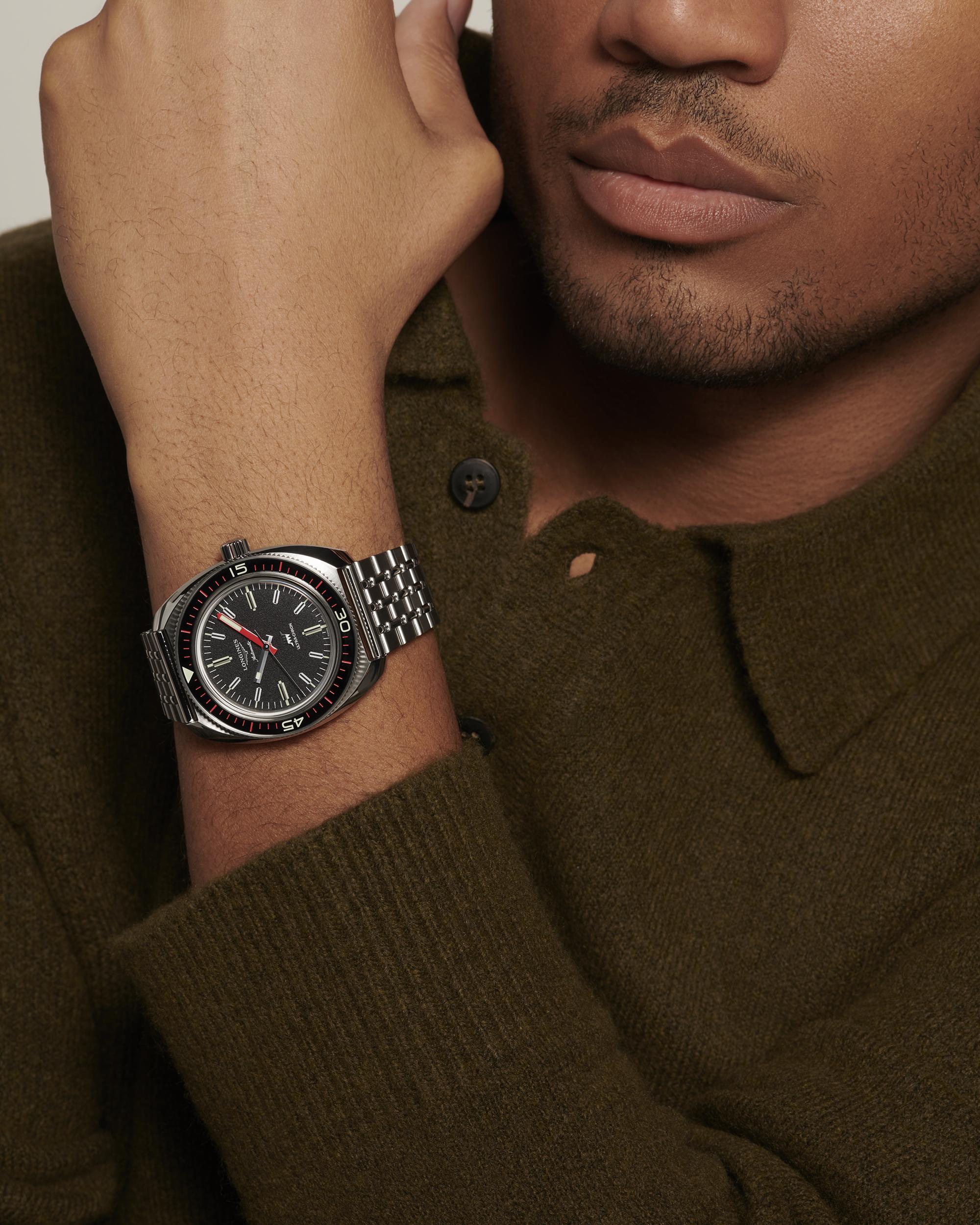 Longlines Ultra-Chron Diver Black Dial Men's Watch