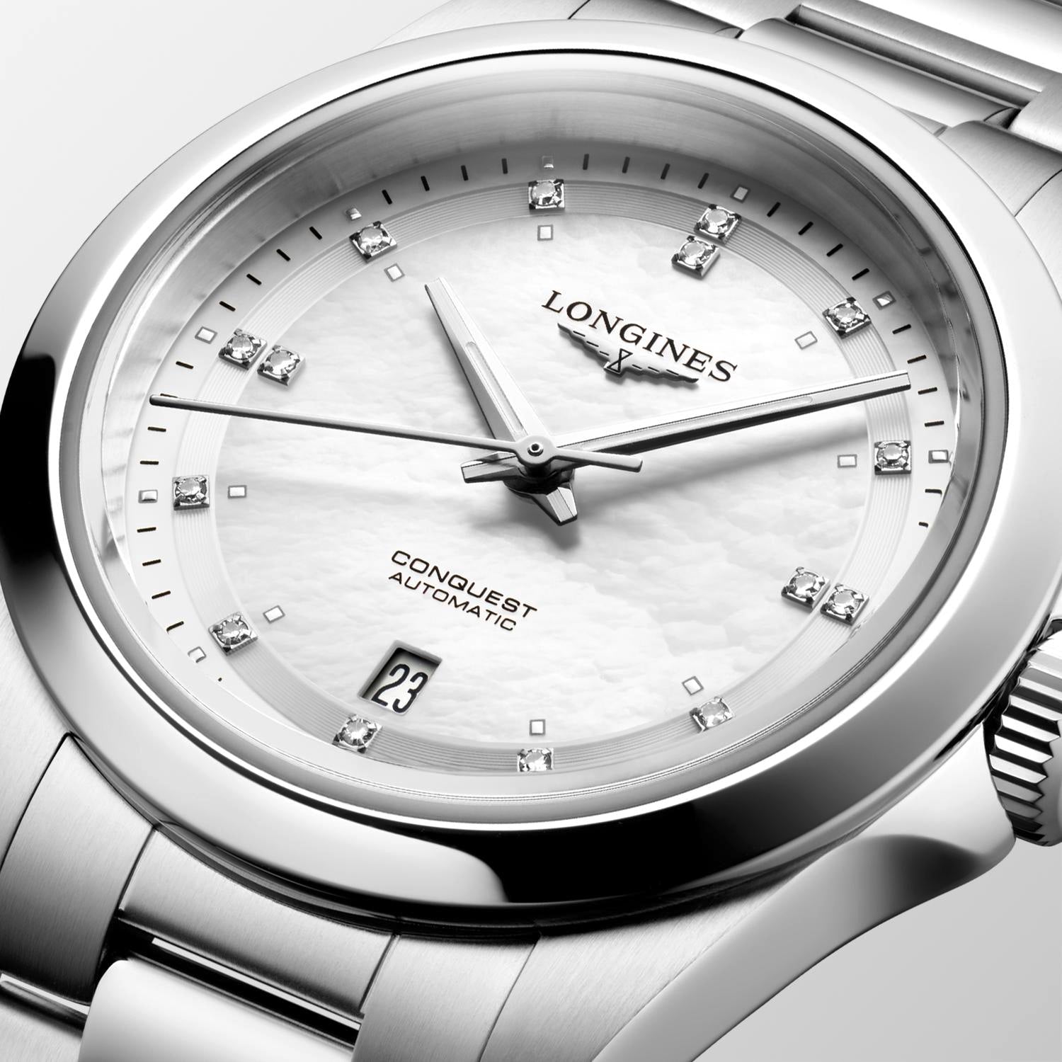 Longines Conquest White Mother-of-Pearl Dial Watch