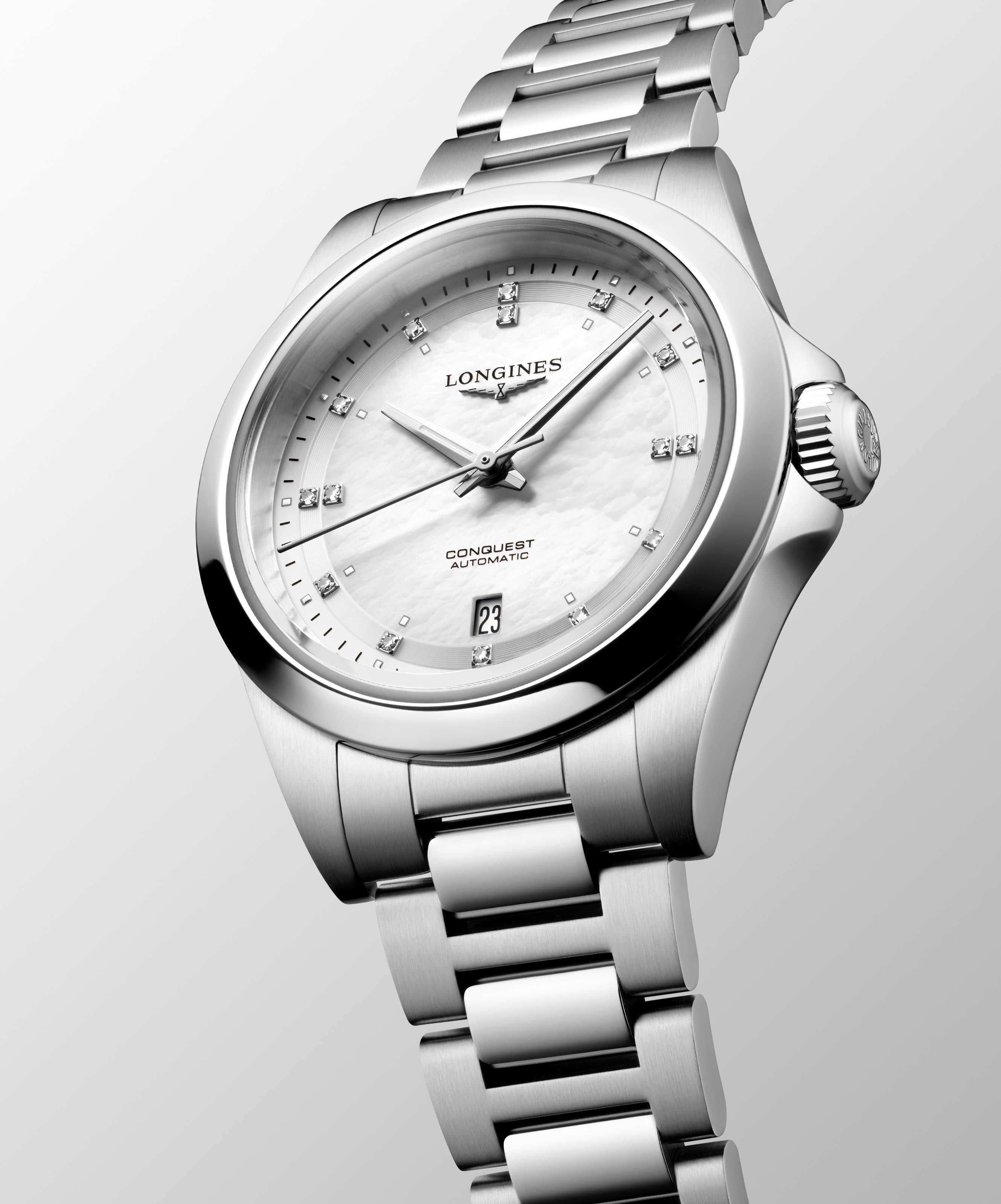 Longines Conquest White Mother-of-Pearl Dial Watch