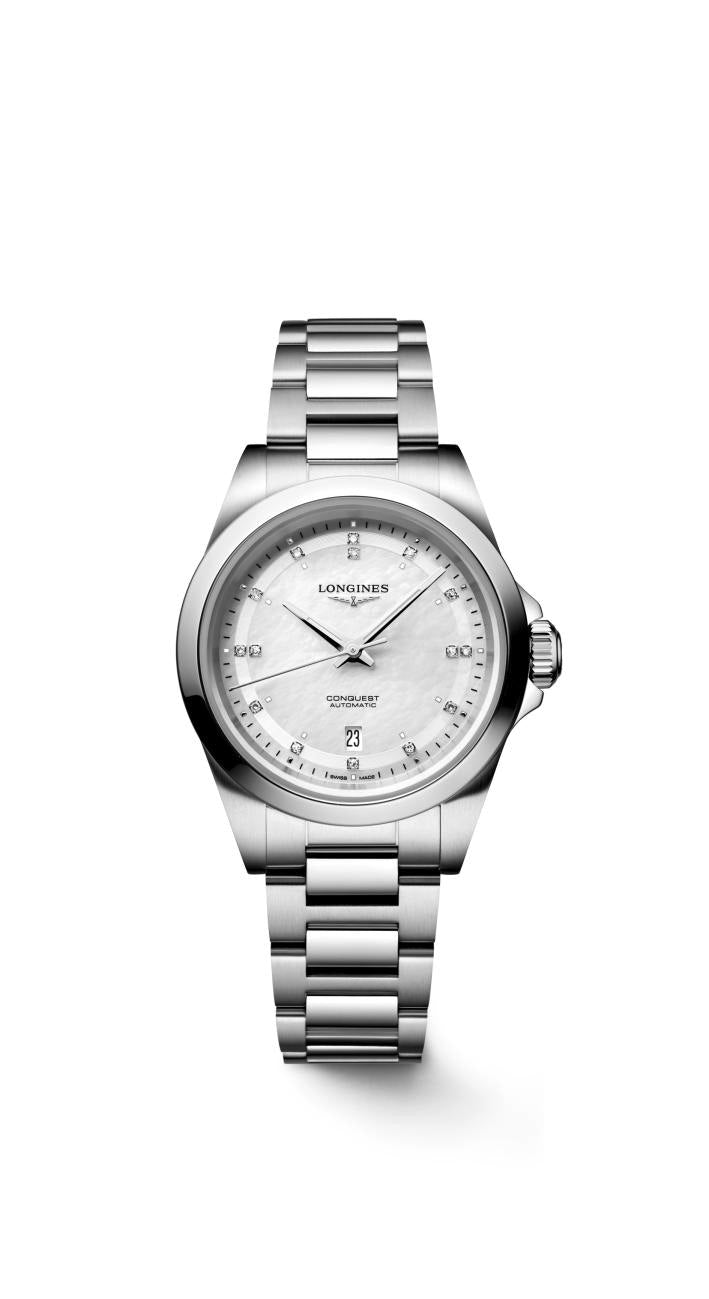 Longines Conquest White Mother-of-Pearl Dial Watch