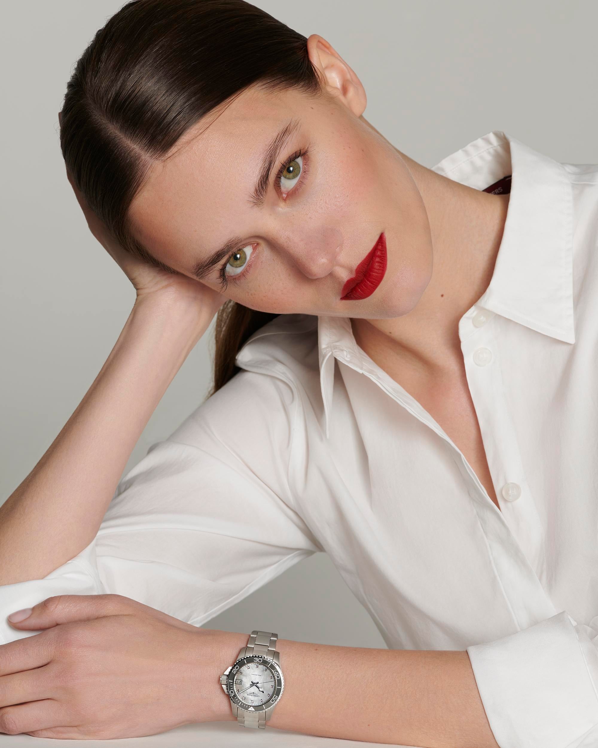 Longines HydroConquest Mother-of-Pearl Dial Ladies Watch