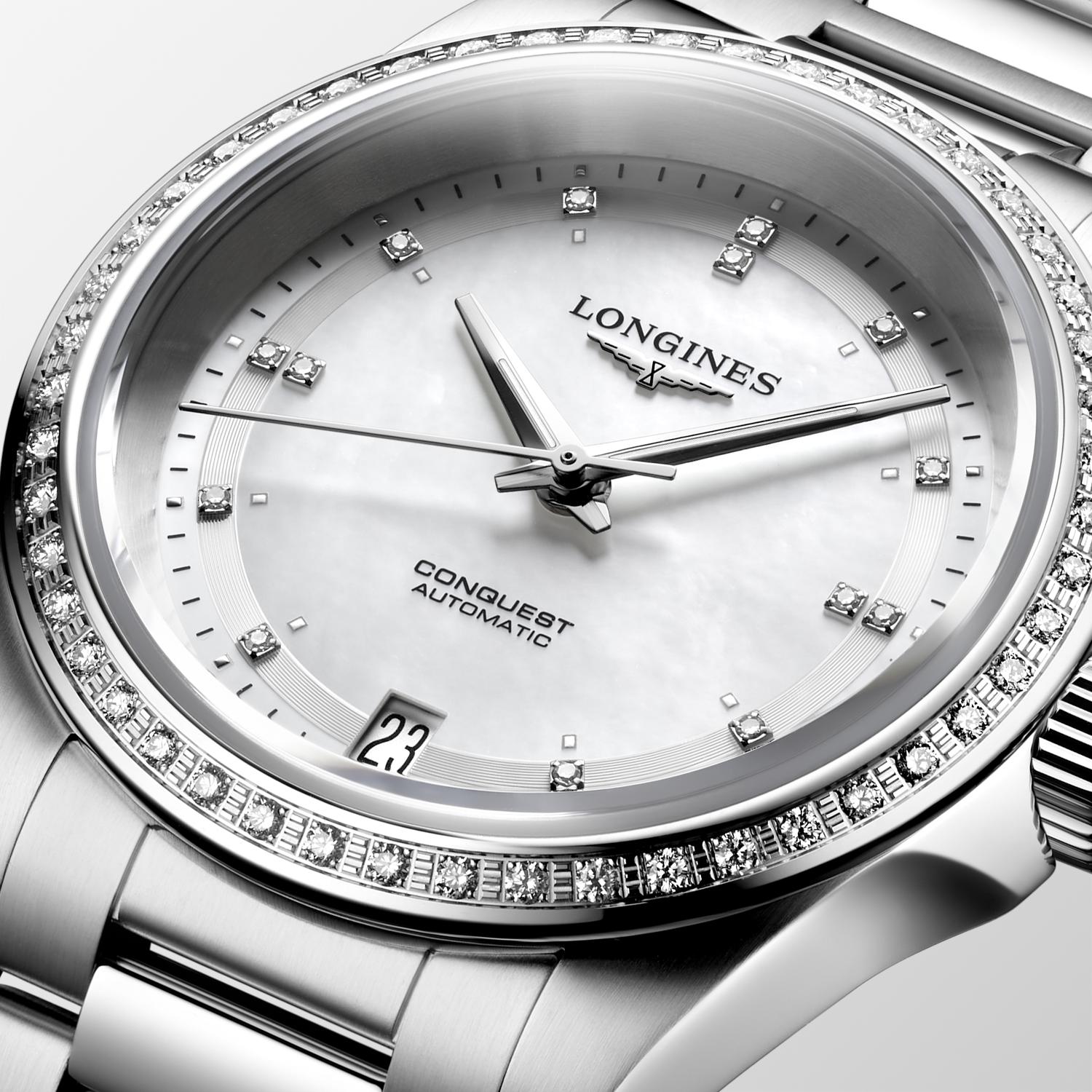 Longines Conquest White Mother-of-Pearl Dial Ladies Watch