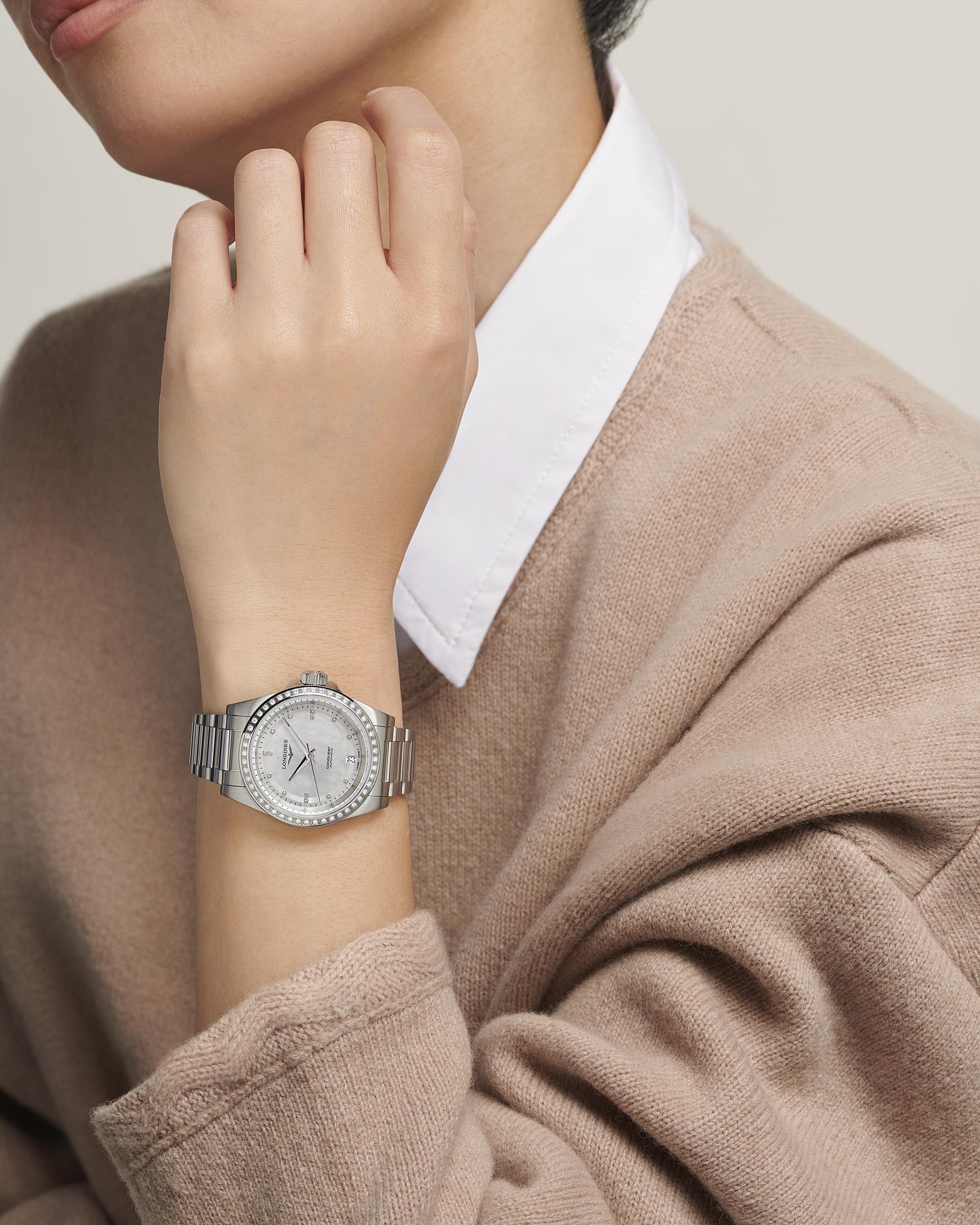 Longines Conquest White Mother-of-Pearl Dial Ladies Watch
