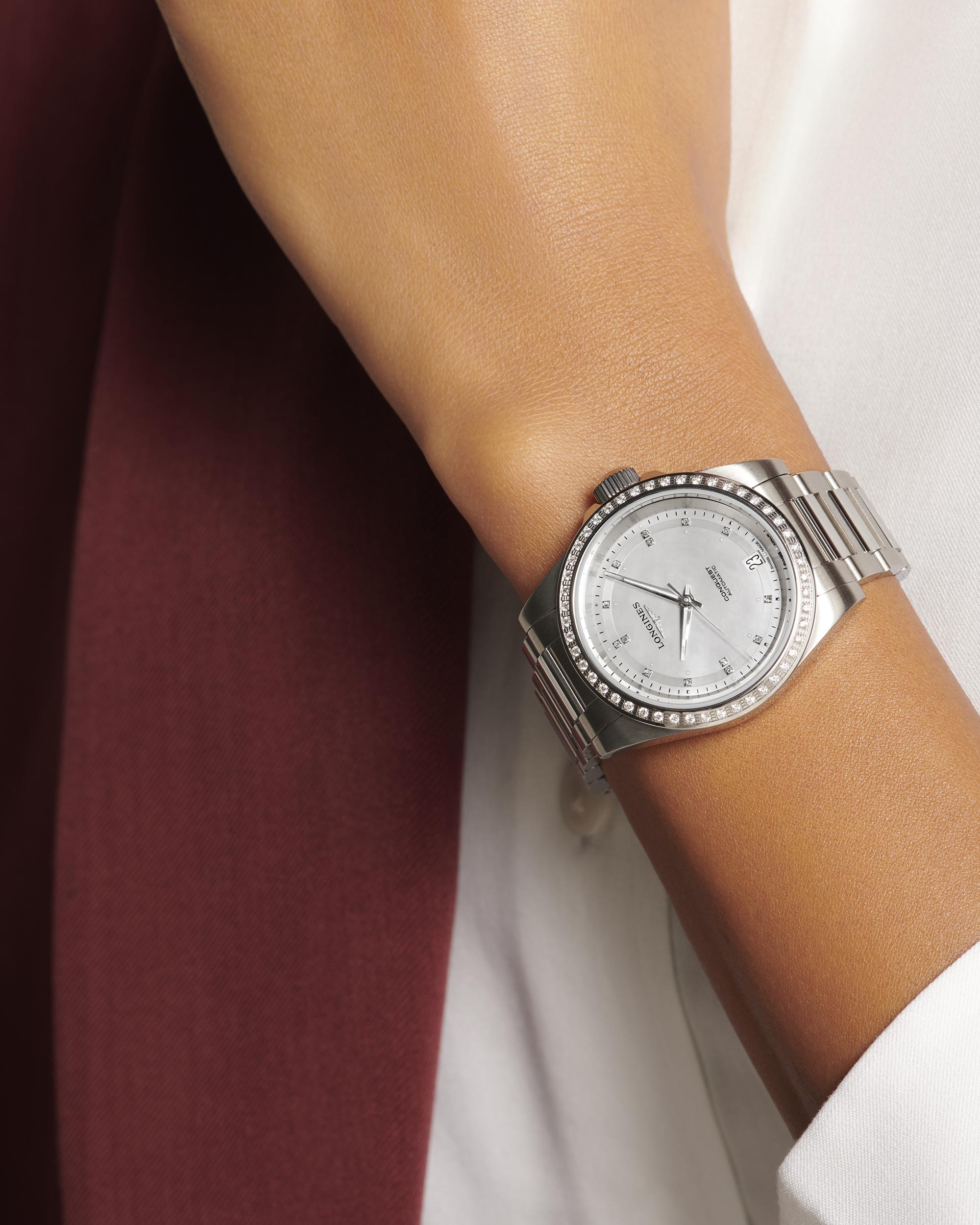 Longines Conquest White Mother-of-Pearl Dial Ladies Watch