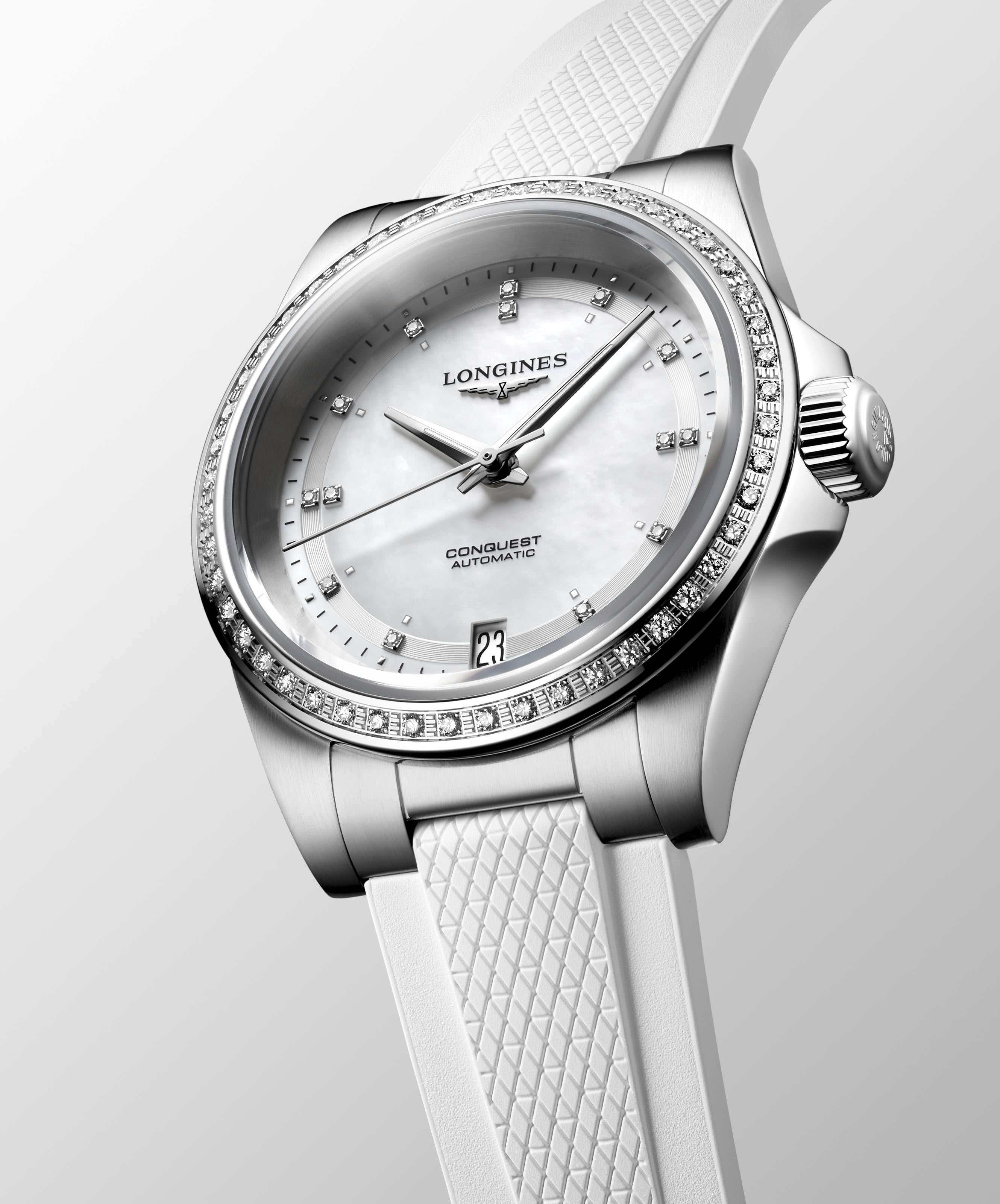 Longines Conquest White Mother-of-Pearl Dial Ladies Watch