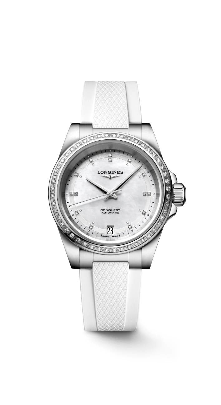 Longines Conquest White Mother-of-Pearl Dial Ladies Watch