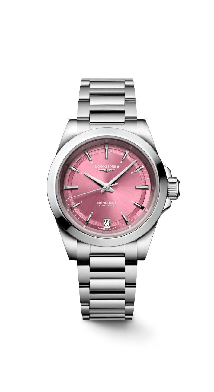 Longines Conquest Sunray Pink Dial Watch