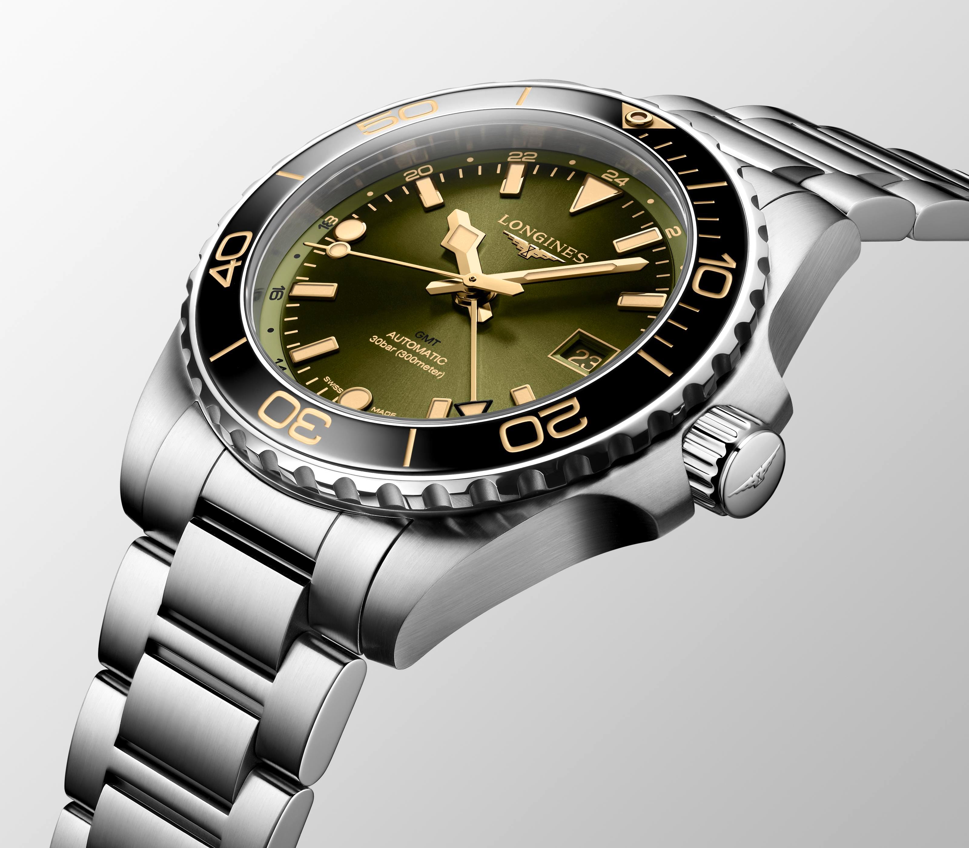 Longines HydroConquest GMT Sunray Green Dial Men's Watch
