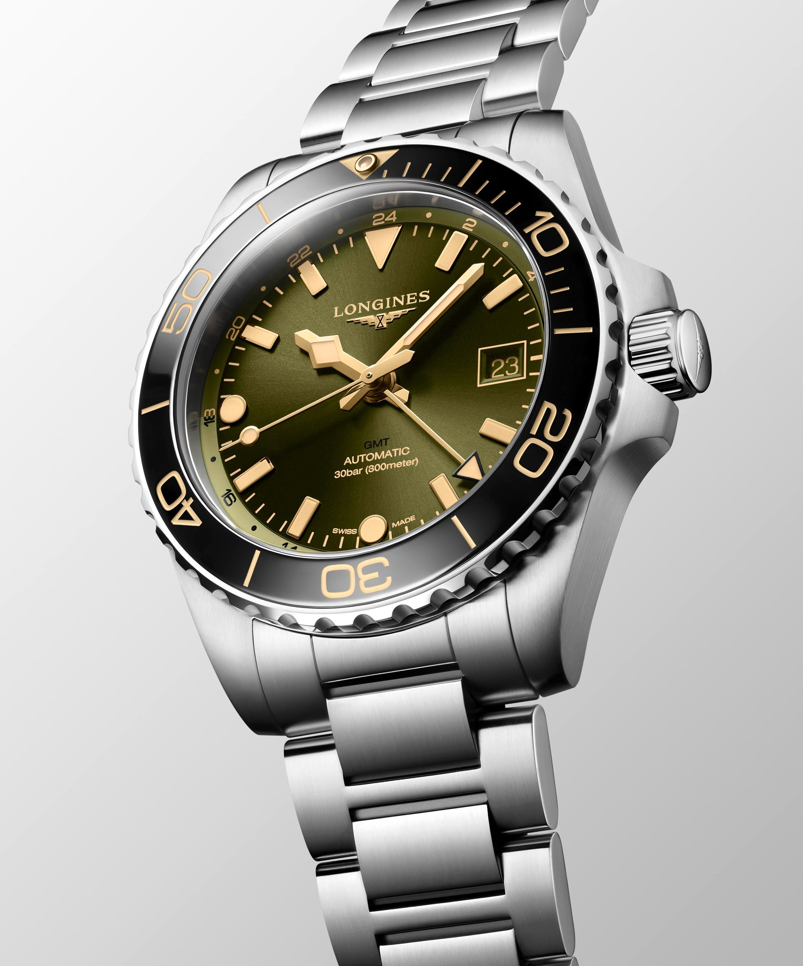 Longines HydroConquest GMT Sunray Green Dial Men's Watch