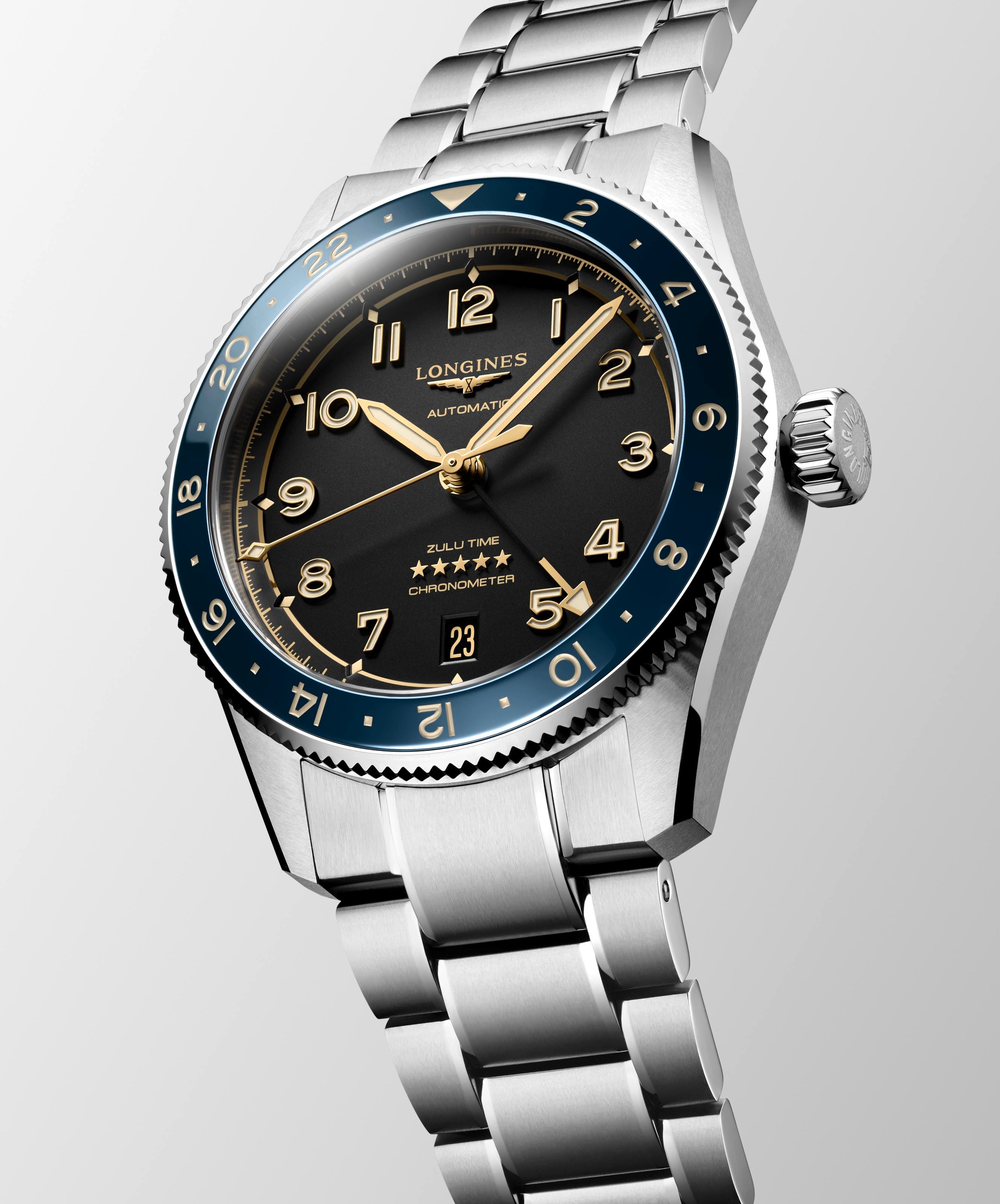 Longines Spirit Zulu Time Anthracite Dial Watch