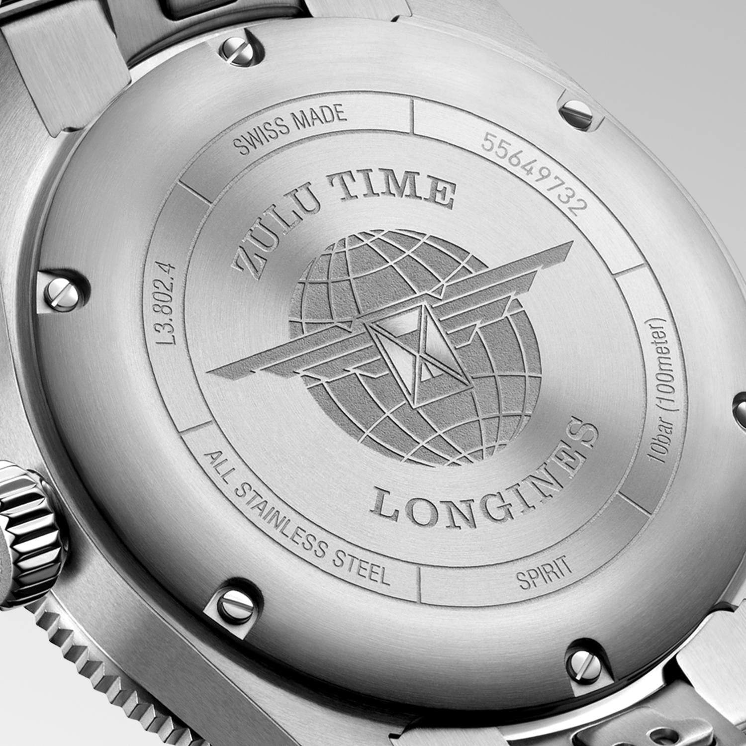 Longines Spirit Zulu Time Anthracite Dial Men's Watch