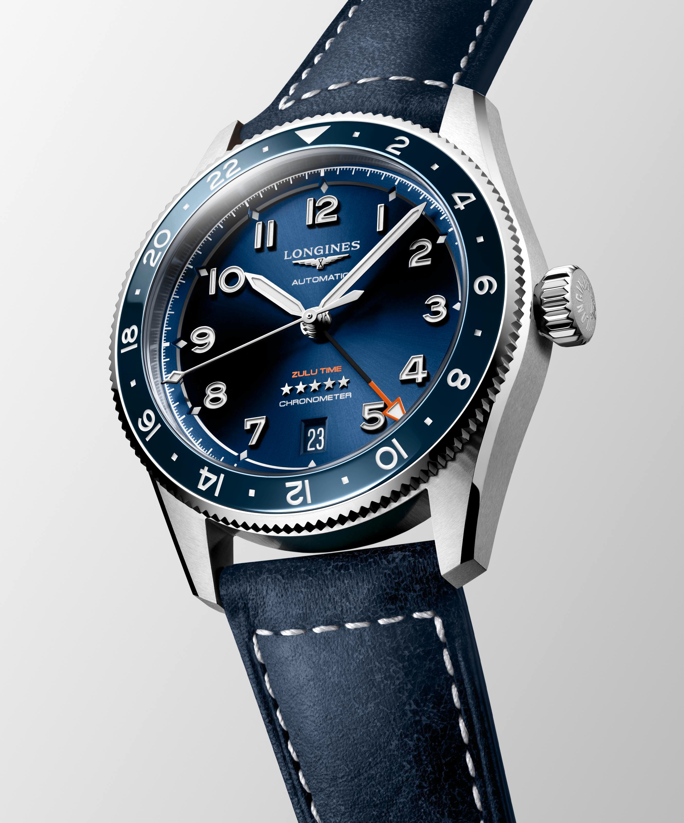 Longines Spirit Zulu Time Sunray Blue Time Watch