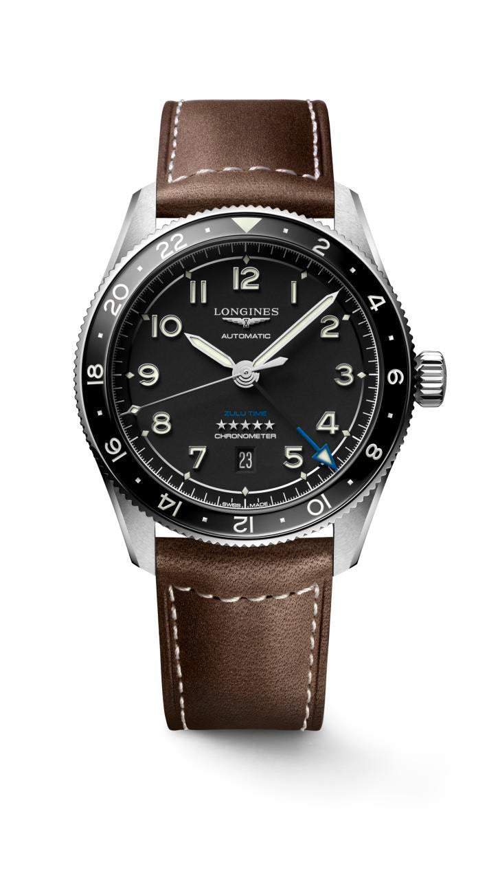 Longines Spirit Zulu Time Black matt Dial Men's Watch