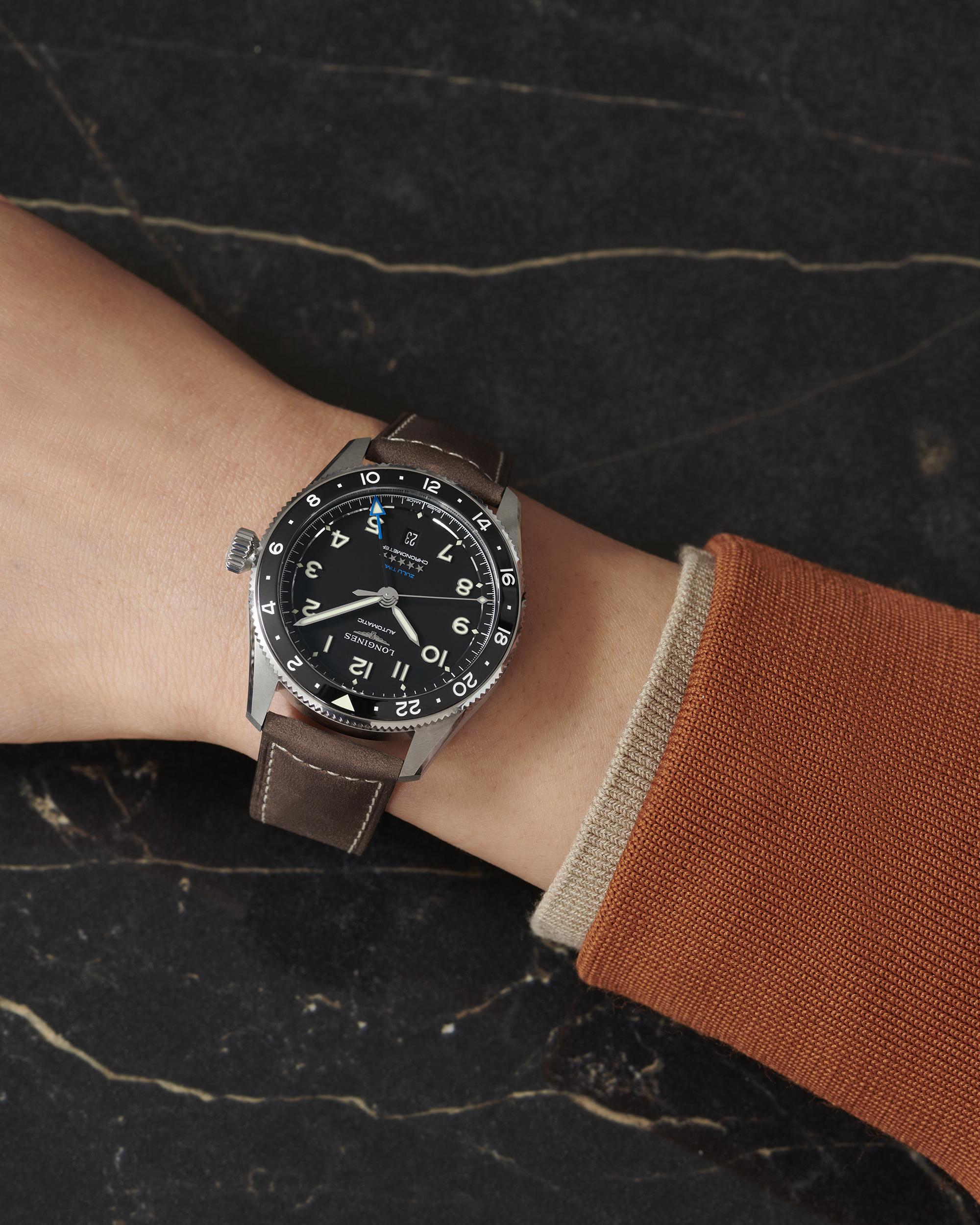 Longines Spirit Zulu Time Black matt Dial Men's Watch