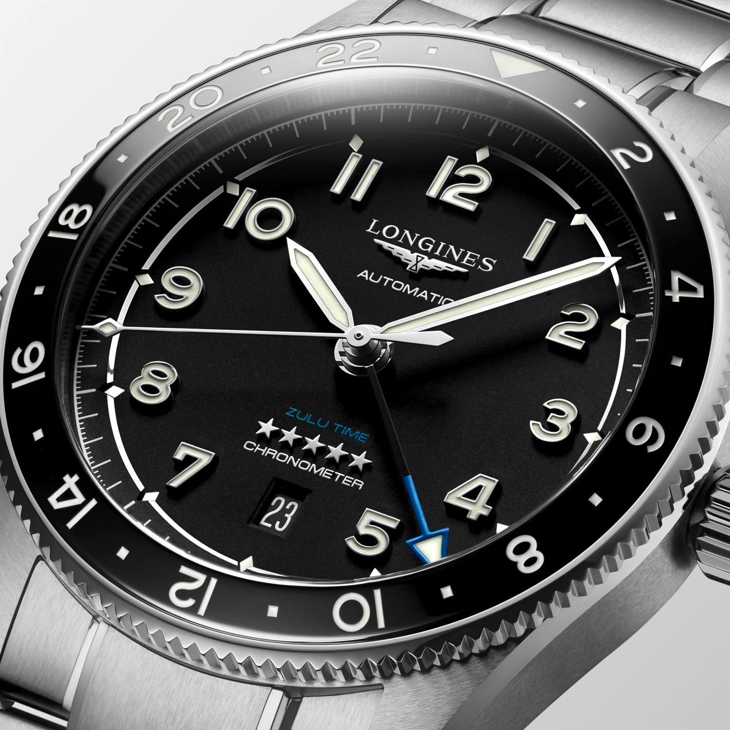 Longines Spirit Zulu Time Black Matt Dial Men's Watch