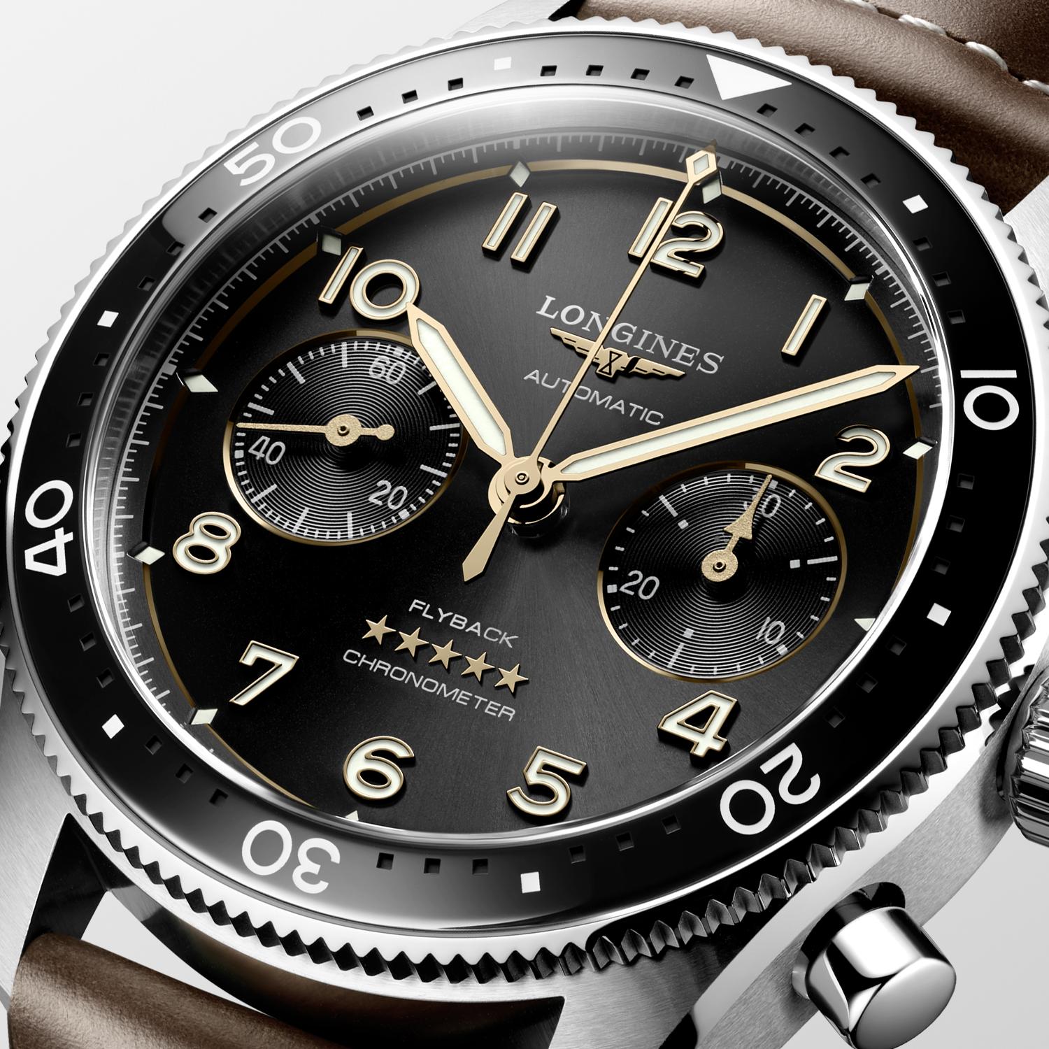 Longines Spirit FlyBack Sunray Black Dial Men's Watch