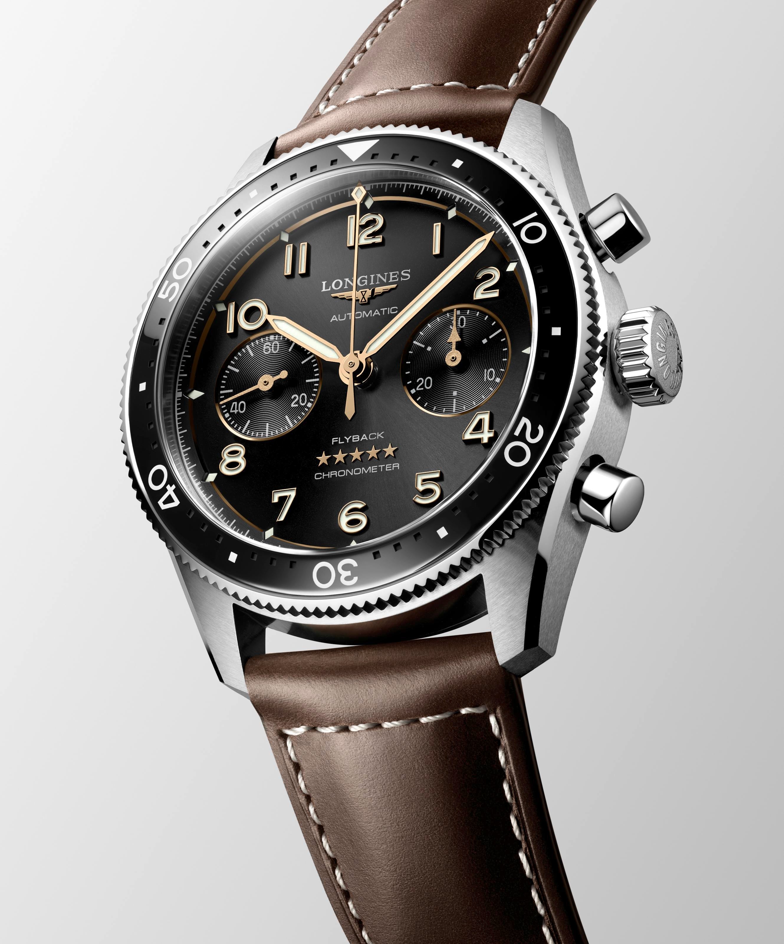 Longines Spirit FlyBack Sunray Black Dial Men's Watch