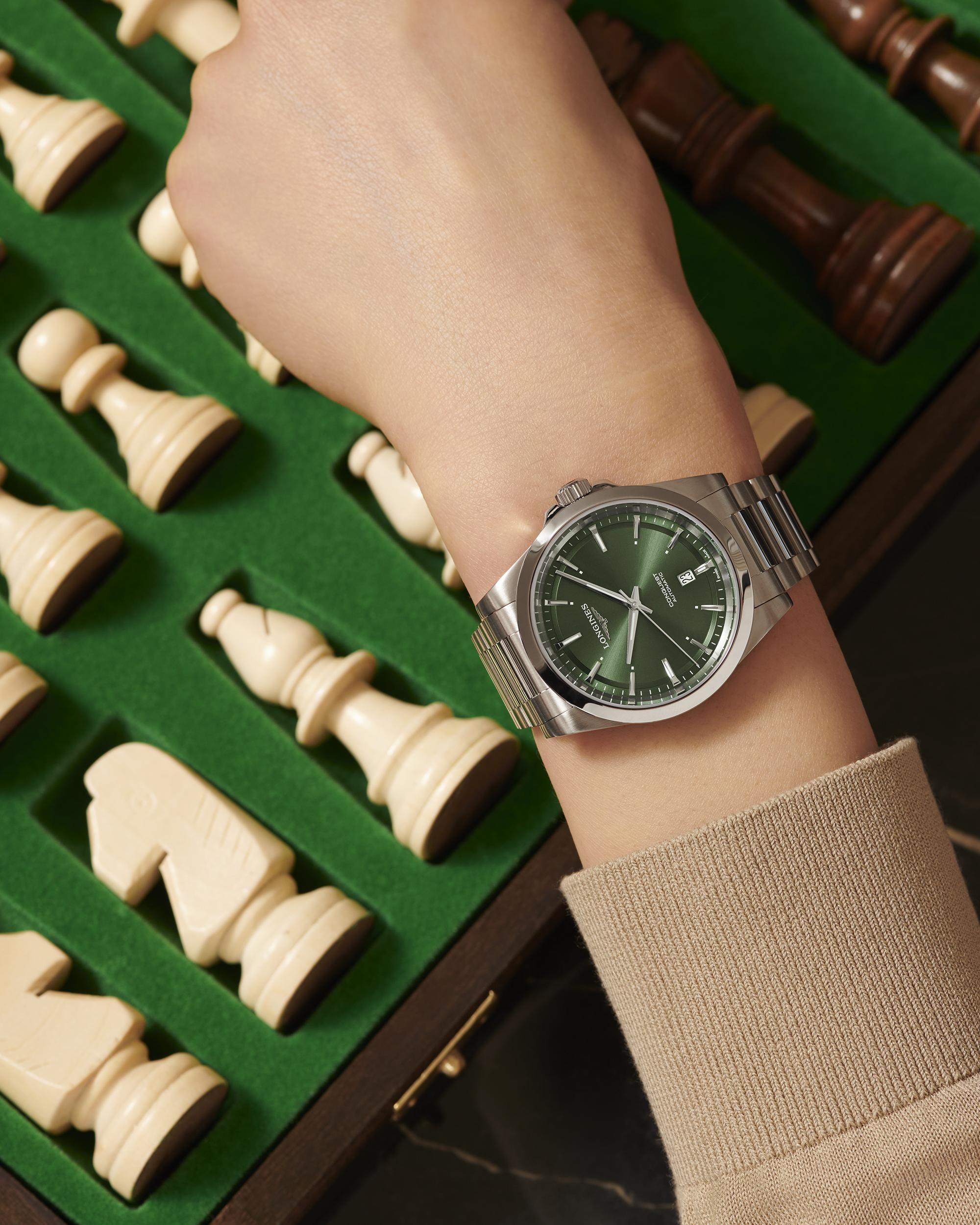 Longines Conquest Sunray Green Dial Watch