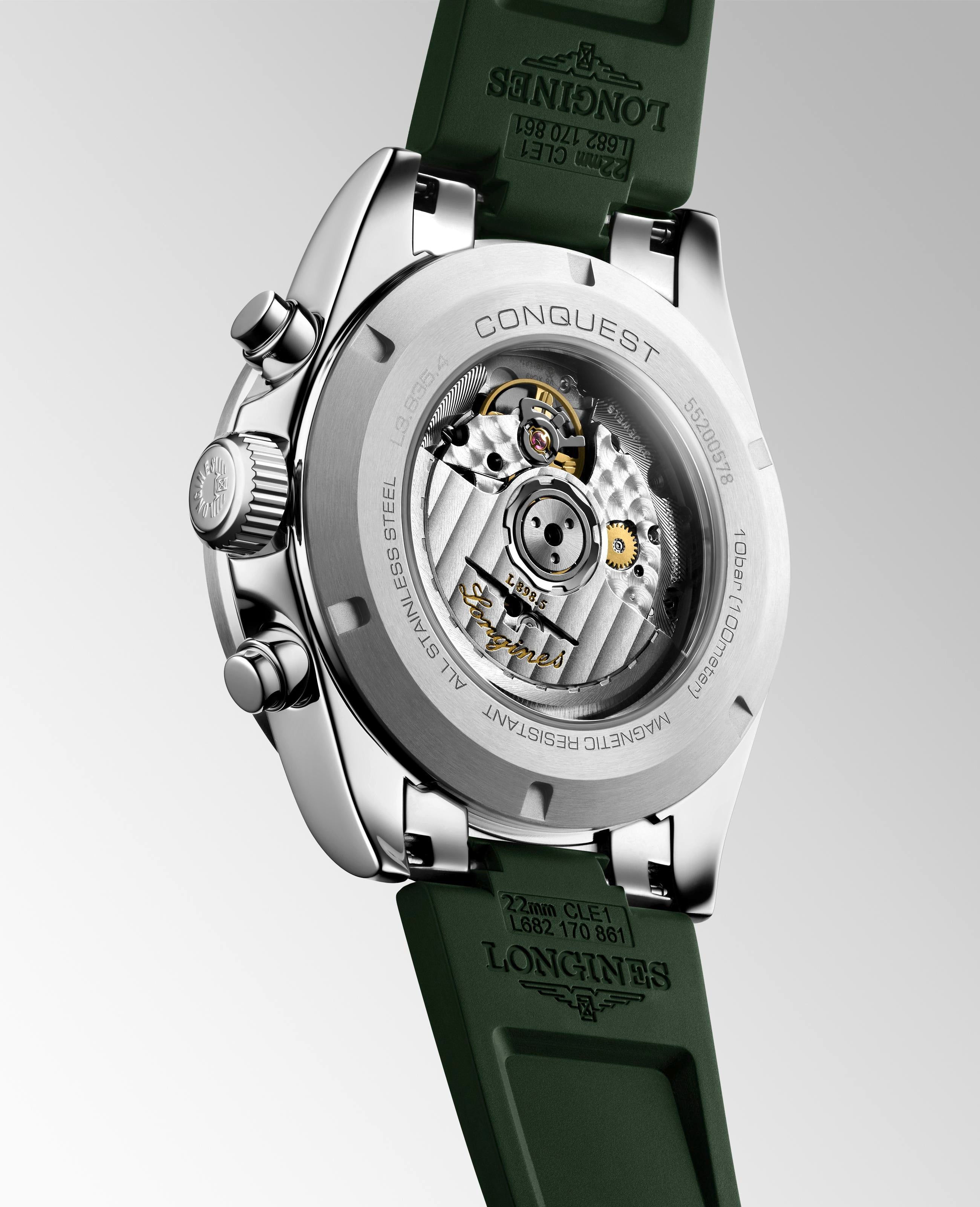 Longines Conquest Chronograph Silver Matt with Green Counters Dial Men's Watch