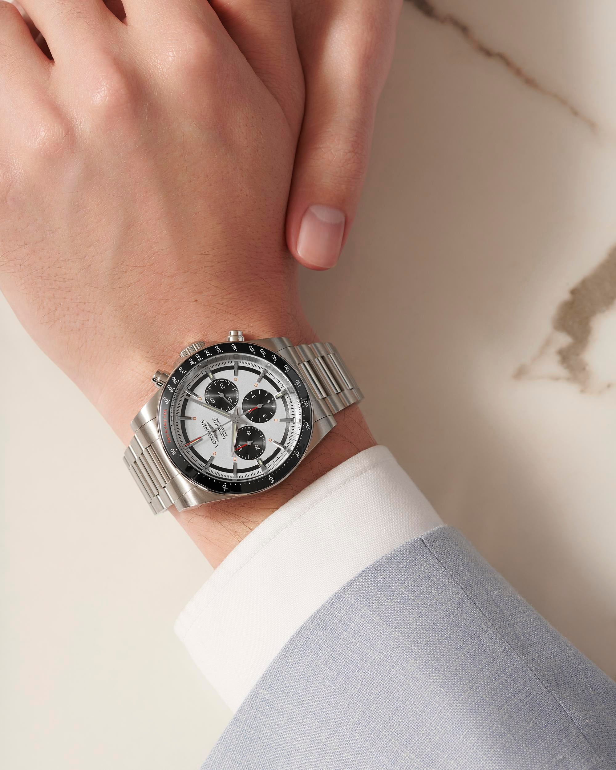 Longines Conquest Chronograph Silver Matt with Black Counters Dial Men's Watch