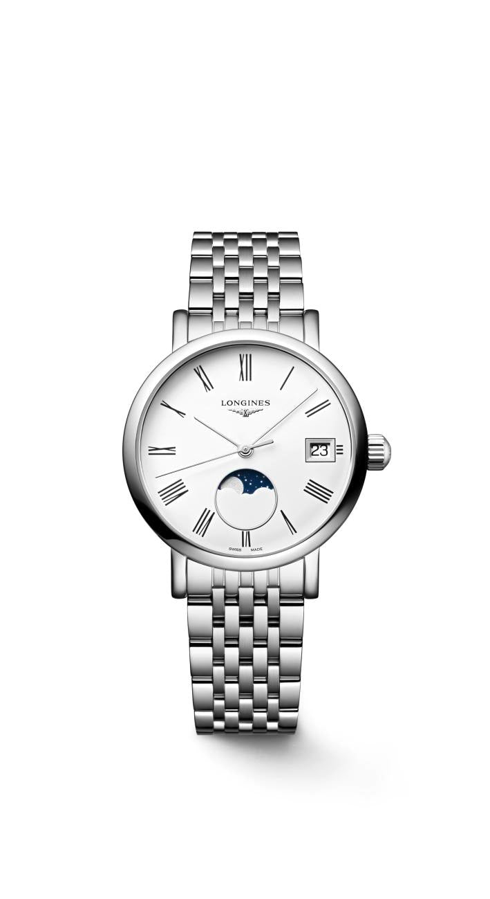 Longines Elegant Collection MoonPhase White Matt Dial Ladies Watch